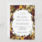 Herfst herfst bordeauxrood bloemenrustiek chique b kaart (Voorkant)