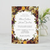 Herfst herfst bordeauxrood bloemenrustiek chique b kaart (Staand voorkant)