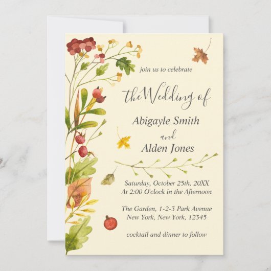 Herfst herfst bos rustieke bruiloft kaart (Voorkant)