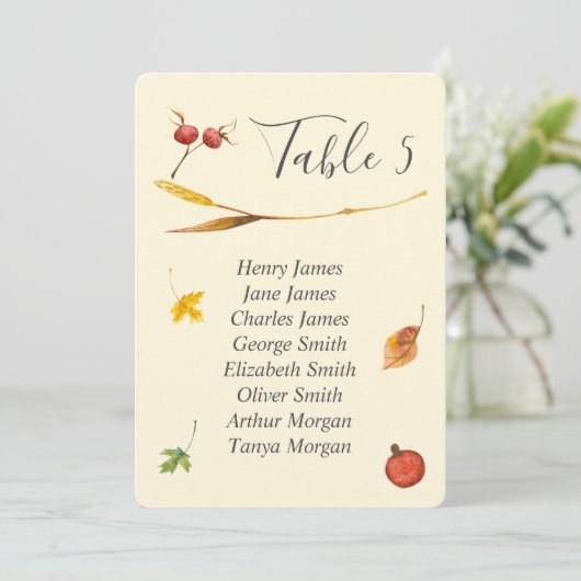 Herfst herfst bos rustieke bruiloft tafel nummer kaart (Staand voorkant)