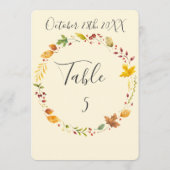Herfst herfst bos rustieke bruiloft tafel nummer kaart (Achterkant)