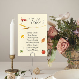 Herfst herfst bos rustieke bruiloft tafel nummer kaart