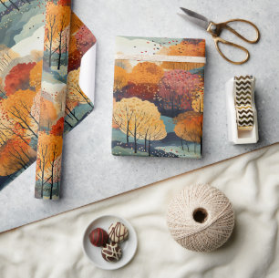 Herfst Herfst bospatroon Cadeaupapier