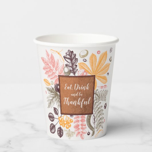 Herfst Herfst Botanicals Papieren Bekers (Achterkant)