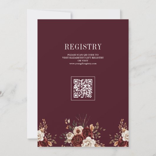 Herfst Herfst Bourgogne Bomen QR Code Baby shower Kaart (Achterkant)