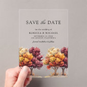 Herfst Herfst Bourgondië Bomen Trouwen Save the Da Acryl Uitnodigingen (Insitu (Draagbaar))