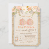 Herfst herfst broer en zus tweeling verjaardagsuit kaart (Voorkant)