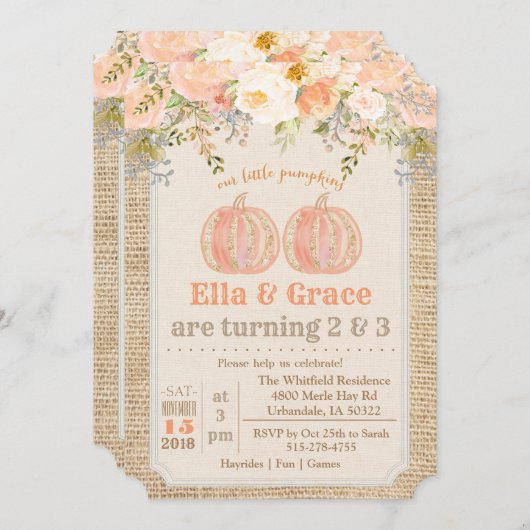 Herfst herfst broer en zus tweeling verjaardagsuit kaart (Voorkant / Achterkant)