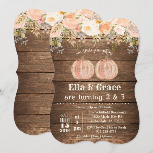 Herfst herfst broer en zus tweeling verjaardagsuit kaart (Voorkant / Achterkant)