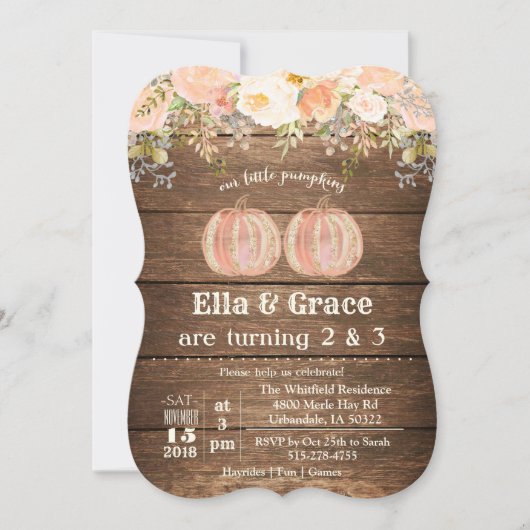 Herfst herfst broer en zus tweeling verjaardagsuit kaart (Voorkant)