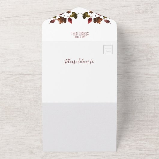 Herfst herfst bruiloft all in one uitnodiging (Buitenkant)