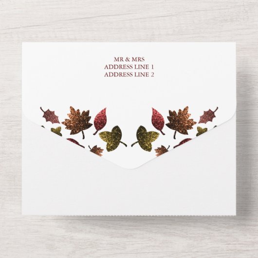 Herfst herfst bruiloft all in one uitnodiging (Achterkant)