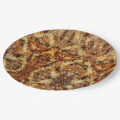  Herfst herfst bruiloft bruin damast Papieren Bordje (Gekanteld)