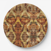  Herfst herfst bruiloft bruin damast Papieren Bordje (Voorkant)