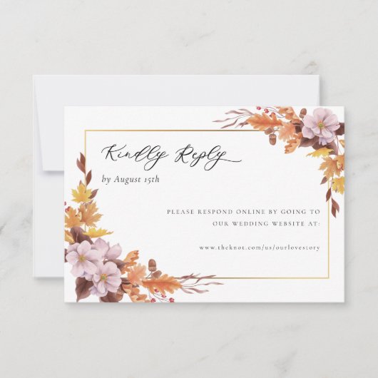 Herfst herfst bruiloft Floral reageert online RSVP Kaartje (Voorkant)