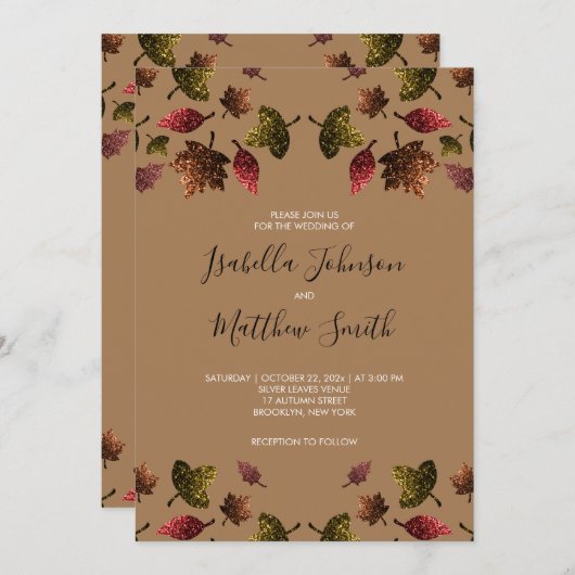 Herfst herfst bruiloft kaart (Voorkant / Achterkant)