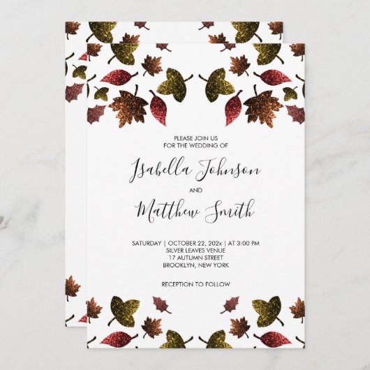 Herfst herfst bruiloft kaart (Voorkant / Achterkant)