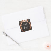 Herfst Herfst Bruiloft Sinaasappel Bloemen Favor Vierkante Sticker (Envelop)