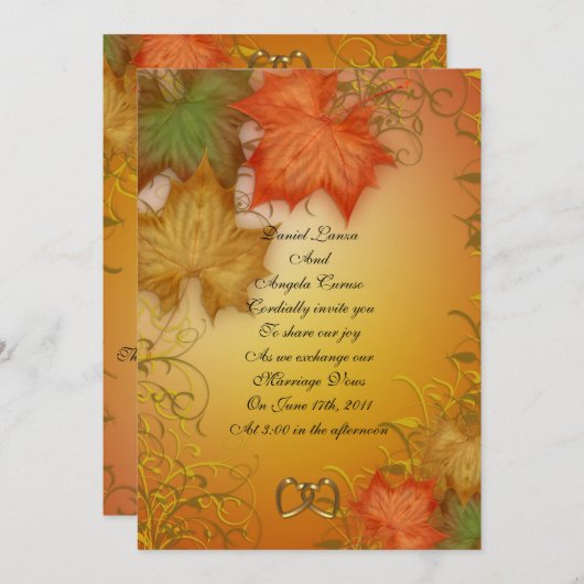 Herfst Herfst bruiloft uitnodiging (Voorkant / Achterkant)