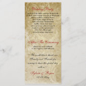 herfst herfst bruin bladeren bruiloft programma programmakaart (Achterkant)