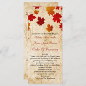 herfst herfst bruin bladeren bruiloft programma programmakaart (Voorkant / Achterkant)