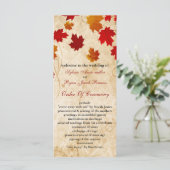 herfst herfst bruin bladeren bruiloft programma programmakaart (Staand voorkant)