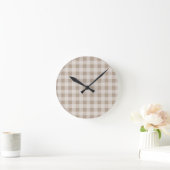 Herfst Herfst Bruin Taupe Plaid Patroon Ronde Klok (Huis)