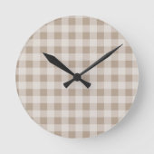 Herfst Herfst Bruin Taupe Plaid Patroon Ronde Klok (Voorkant)