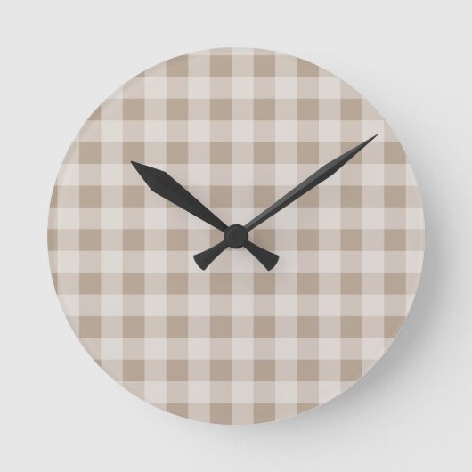 Herfst Herfst Bruin Taupe Plaid Patroon Ronde Klok (Voorkant)