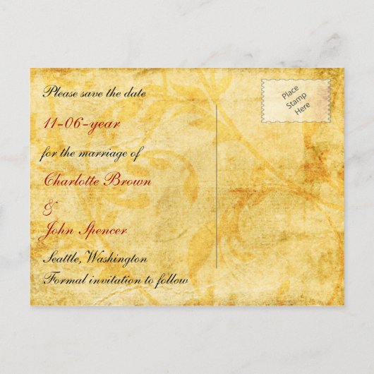 herfst herfst bruine bladeren opslaan de datum aankondigingskaart (Achterkant)