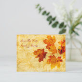 herfst herfst bruine bladeren opslaan de datum aankondigingskaart (Staand voorkant)