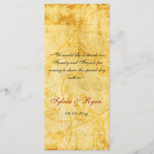 herfst herfst bruine bladeren trouwmenu menu (Achterkant)