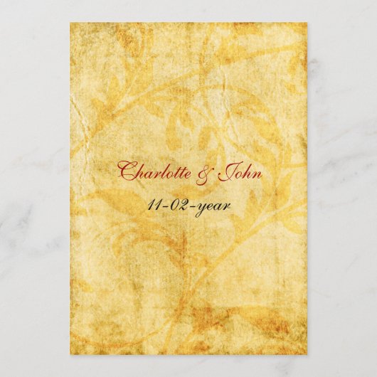 herfst herfst bruine bladeren trouwmenu menu (Achterkant)