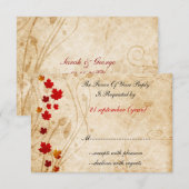 herfst - herfst bruine bruiloft rsvp kaarten kaartje (Voorkant / Achterkant)