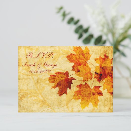 herfst herfst bruine bruiloft rsvp standaard 3,5 x (Staand voorkant)