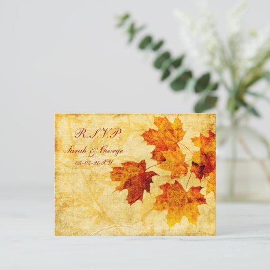 herfst herfst bruine winter bruiloft rsvp card uitnodiging briefkaart (Staand voorkant)