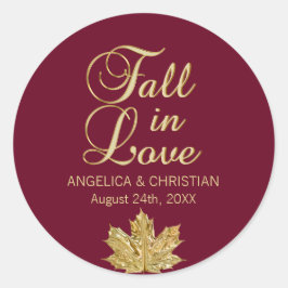 Herfst herfst Burgundy Gold HERFST op het huwelijk Ronde Sticker