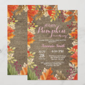 Herfst Herfst Burlap Girl Baby shower Uitnodiging (Voorkant / Achterkant)
