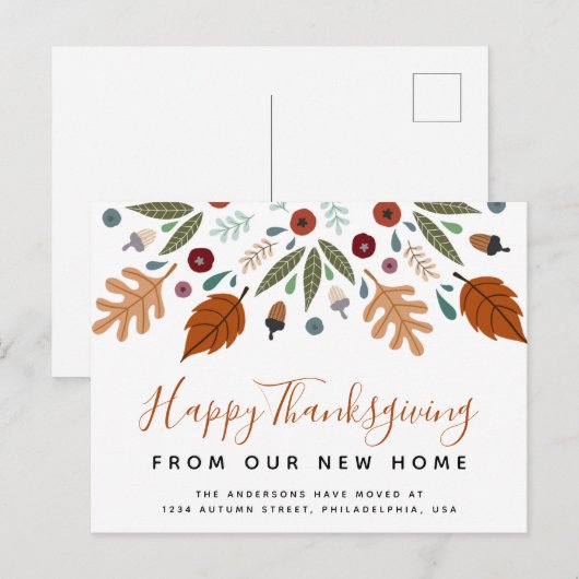 Herfst Herfst Calligrafie Thanksgiving Beweging Aankondigingskaart (Voorkant / Achterkant)