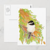 Herfst, Herfst, Chickadee, Vogel Natuur Briefkaart (Voorkant / Achterkant)