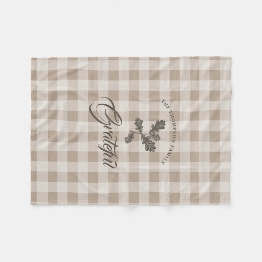 Herfst Herfst Dankbaarheid gebladerte Taupe Plaid Fleece Deken (Voorkant (Horizontaal))