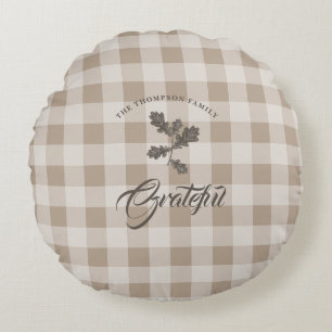 Herfst Herfst Dankbaarheid gebladerte Taupe Plaid Rond Kussen