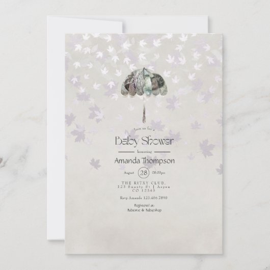  herfst - Herfst de Witte Uitnodiging van het Baby (Voorkant)