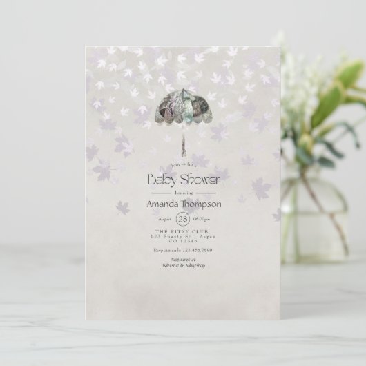  herfst - Herfst de Witte Uitnodiging van het Baby (Staand voorkant)