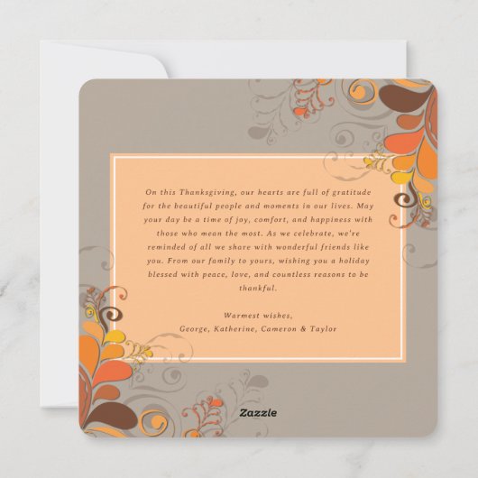 Herfst Herfst Deco Bladeren Wervelingen Thanksgivi Feestdagenkaart (Achterkant)