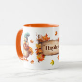Herfst Herfst Dier Schattig Kuiken Gepersonaliseer Mok (Voorkant links)
