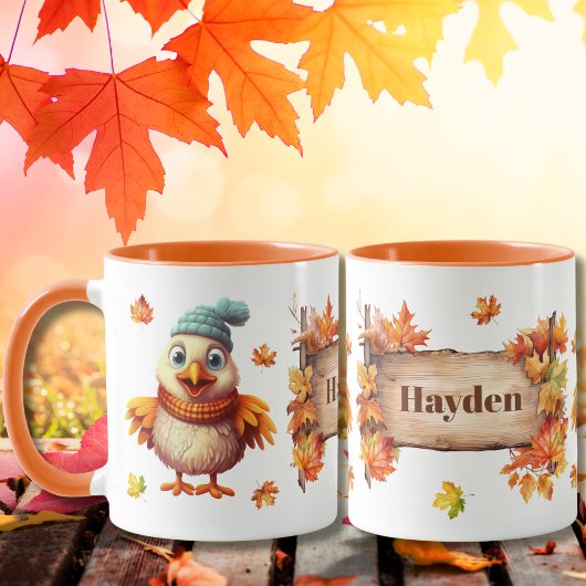 Herfst Herfst Dier Schattig Kuiken Gepersonaliseer Mok