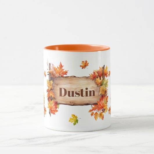 Herfst Herfst Dier Schattige Hond Gepersonaliseerd Mok (Midden)