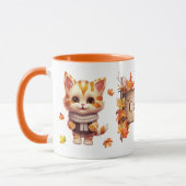 Herfst Herfst Dier Schattige Kat Gepersonaliseerd Mok (Links)