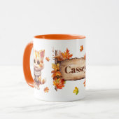 Herfst Herfst Dier Schattige Kat Gepersonaliseerd Mok (Voorkant links)